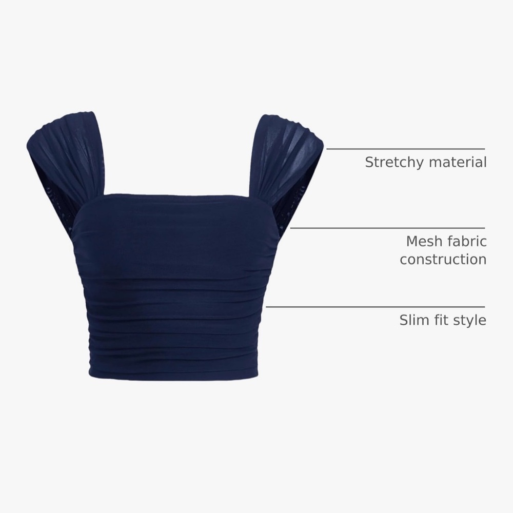 Elegant Navy Blue Women's Top - Picture 3 of 3